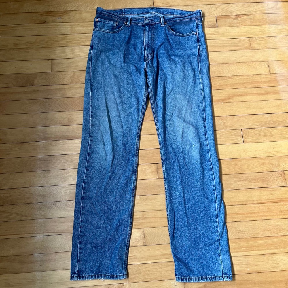 Levis 505 Regular Fit Straight Leg Jeans Blue Medium Wash W38 L36 Mens Denim